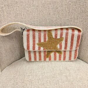 Viral Beaded Gold Starfish Striped Shoulder Bag